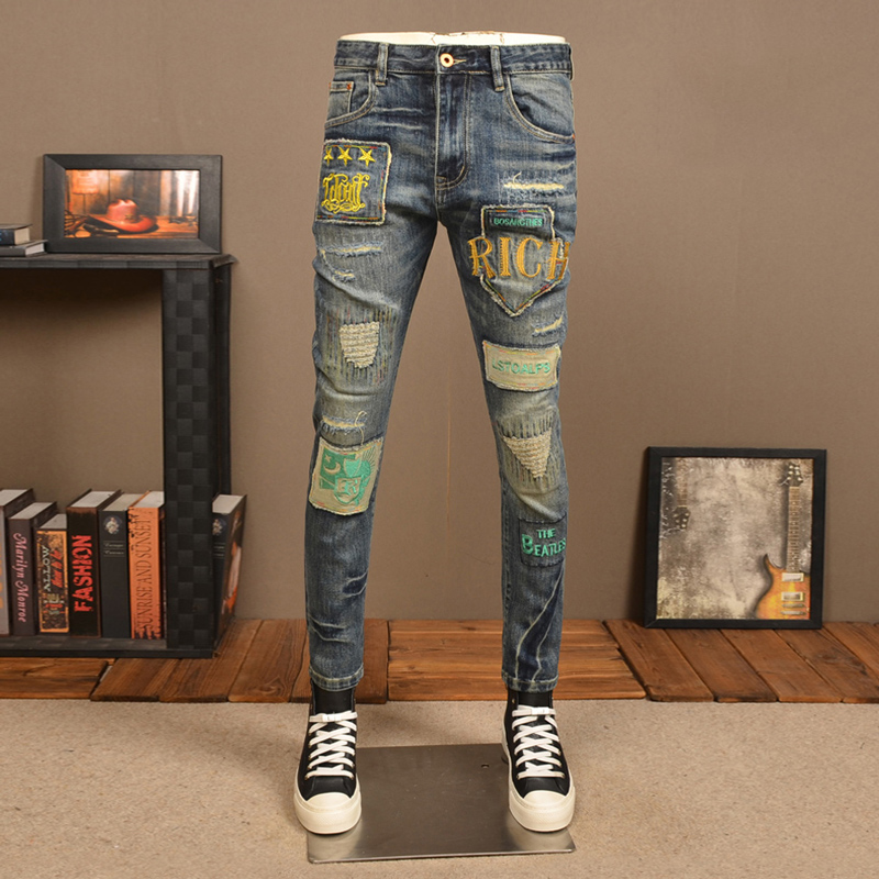 Embroidery Effect - High street designer moda masculina jeans