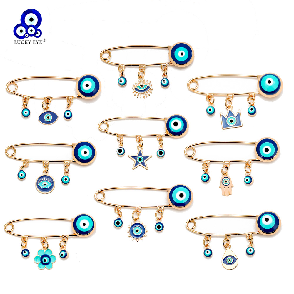 Embroidery Kiss - Azul Turco Evil Eye Broche Pin