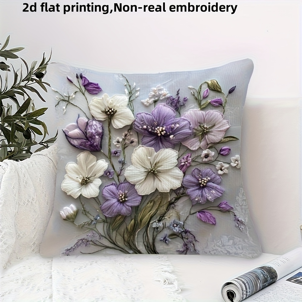 Embroidery Effect - Capa de Almofada Decorativa com Efeito
