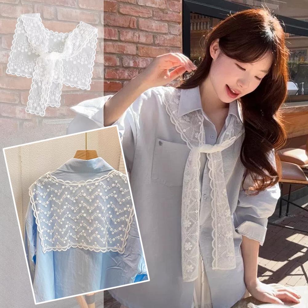Embroidery Uniforms - Lenço de Renda Francesa para Mulheres,