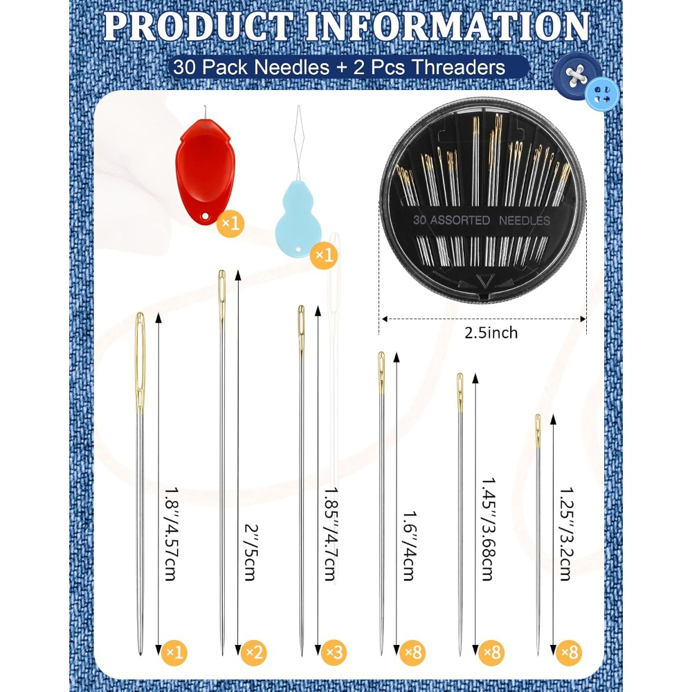 Embroidery Kit - Conjunto de 30 Agulhas de Costura