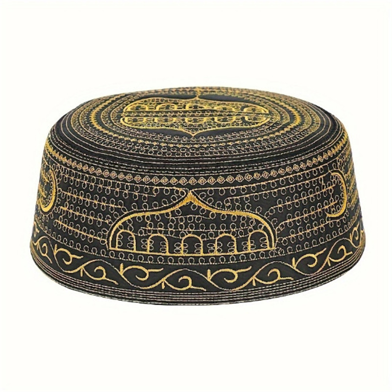 Embroidery Hijab - Algodão bordado árabe masculino chapéu muçulmano