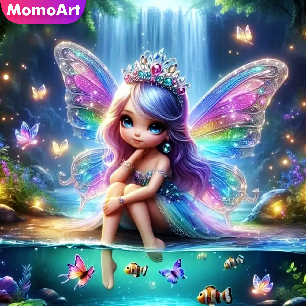 Embroidery Handicraft - Momoart menina diamante mosaico retrato novo