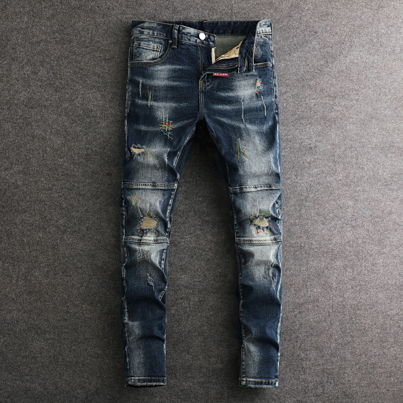 Embroidery Effect - Designer de rua moda masculina jeans