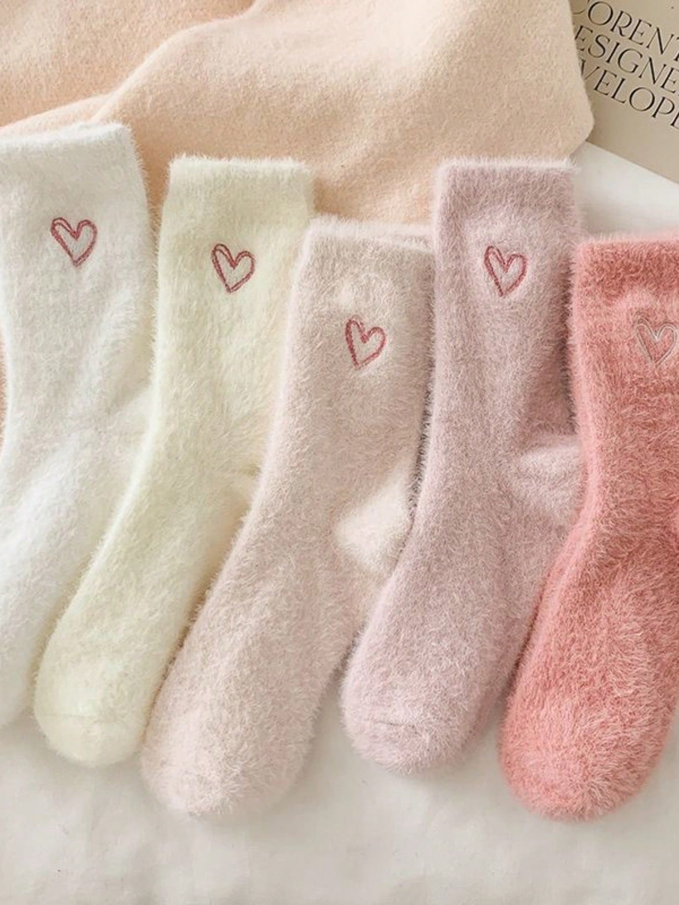 Embroidery On Socks - 5 pares feminino engrossado meias de