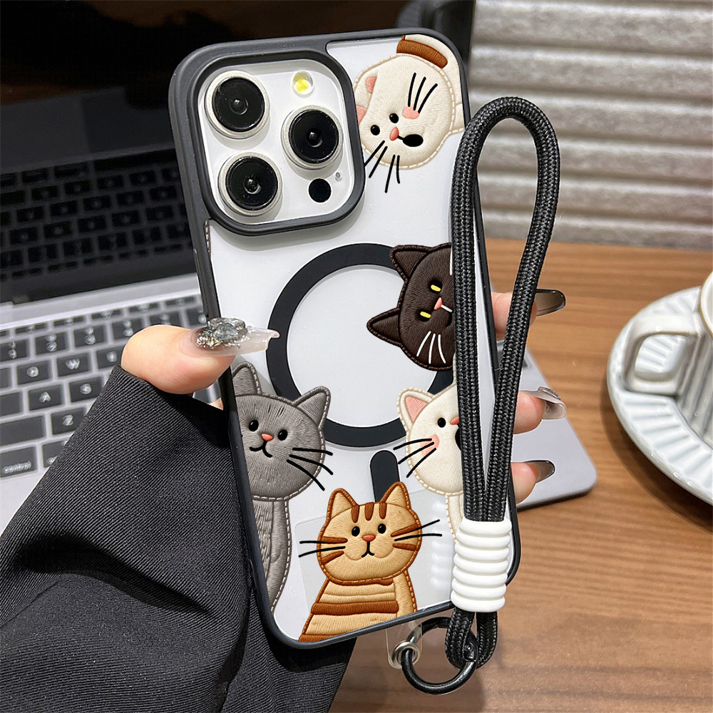Embroidery Cat - Capa de Celular Fofa com Bordado