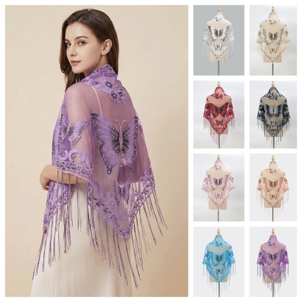 Lenço de Luxo com Renda Floral - Embroidery Handicraft avaliação e preço