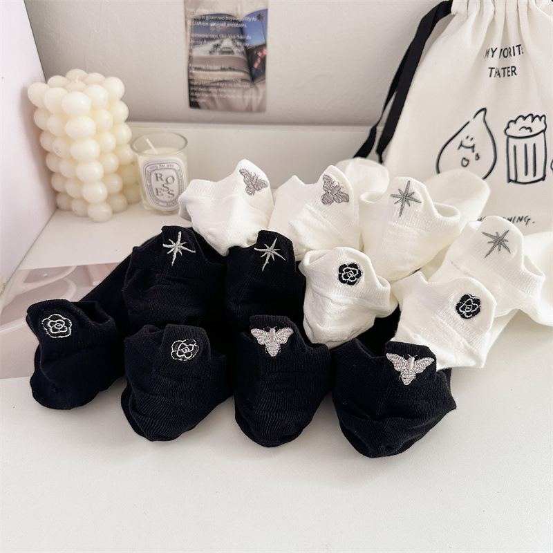 6 pares de marca de luxo meias - Embroidery On Socks avaliação e preço