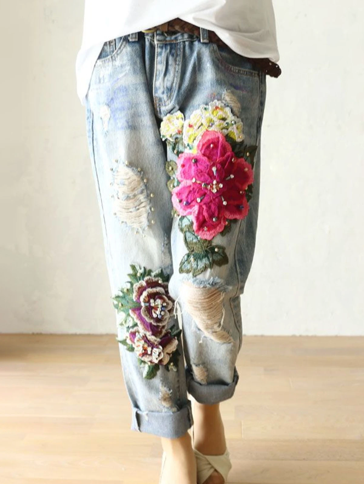 Calças Jeans Femininas Elegant - Embroidery Effect avaliação e preço