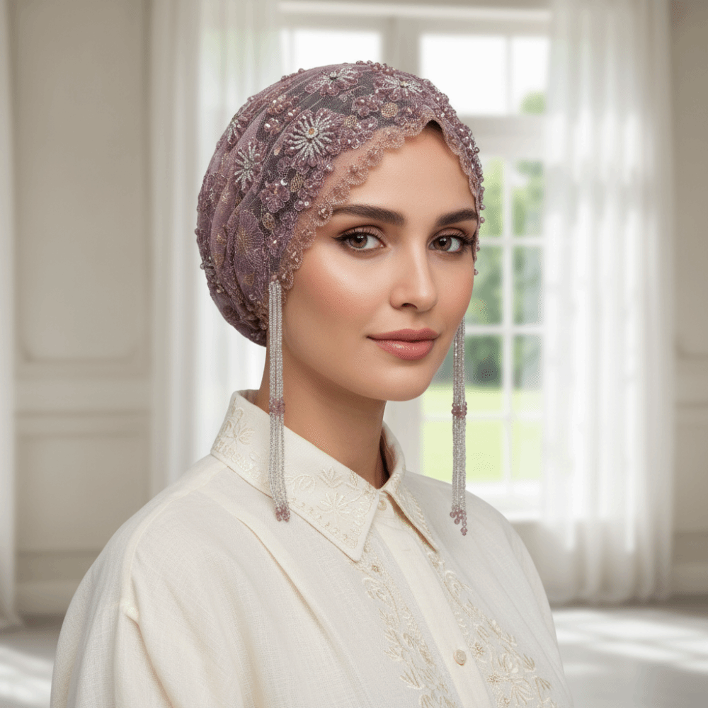 Turbante com Contas Brilhantes - Embroidery Handicraft avaliação e preço