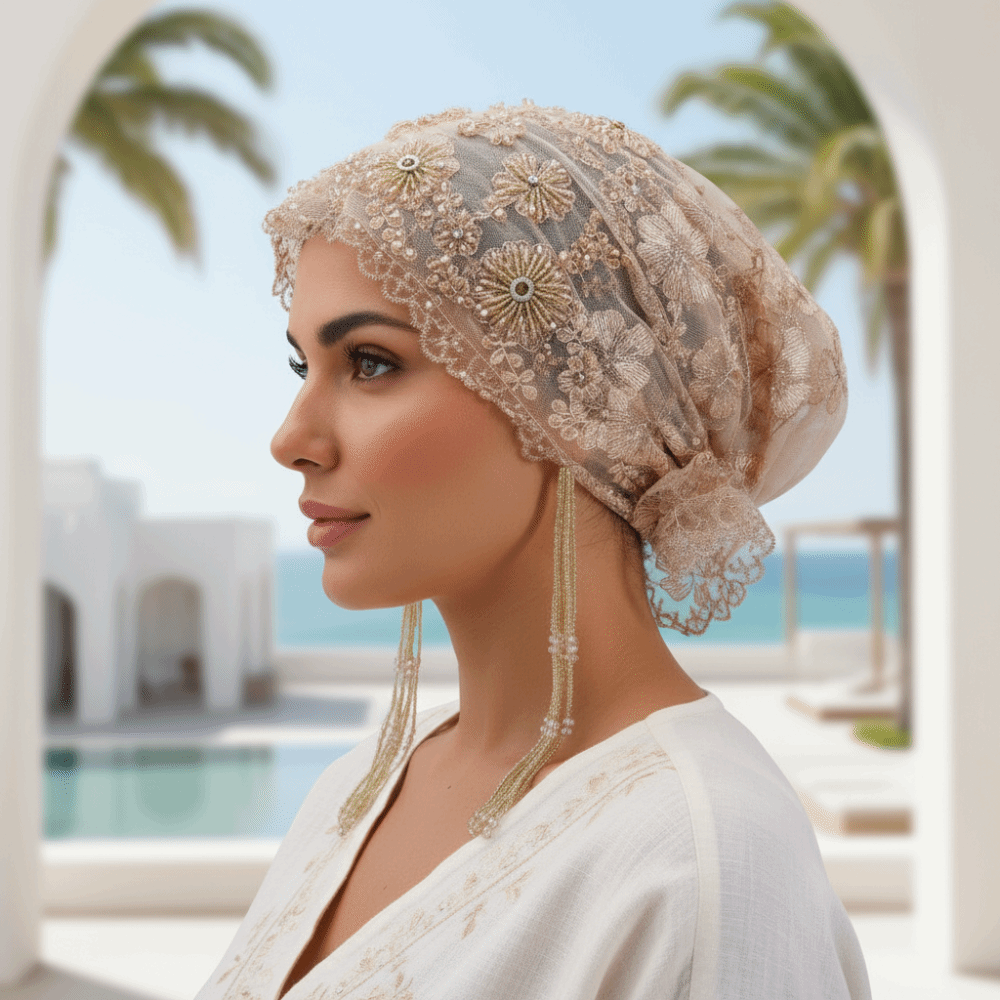 Turbante com Contas Brilhantes - Embroidery Handicraft avaliação e preço