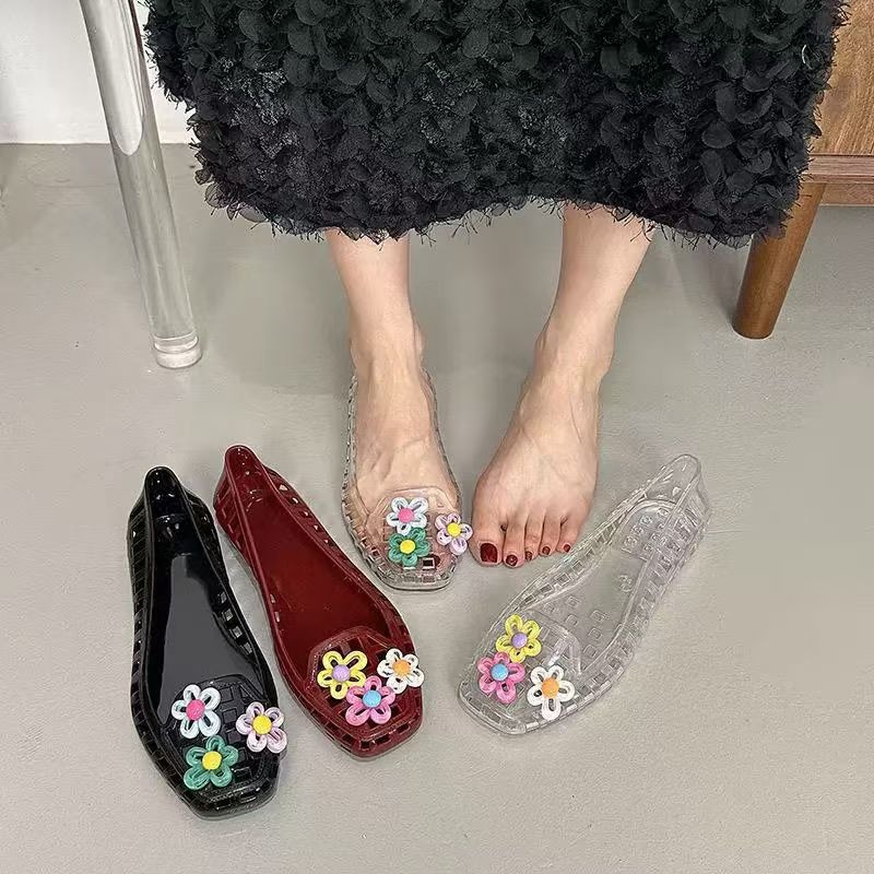 Sapatos de gelatina vazados es - Embroidery Flat Shoes avaliação e preço