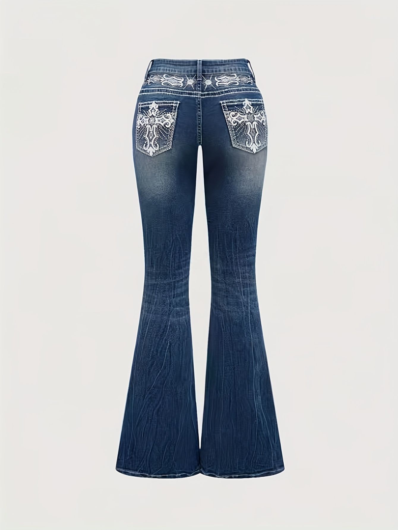 Calça Jeans Flare Azul Bordada - Embroidery Effect avaliação e preço