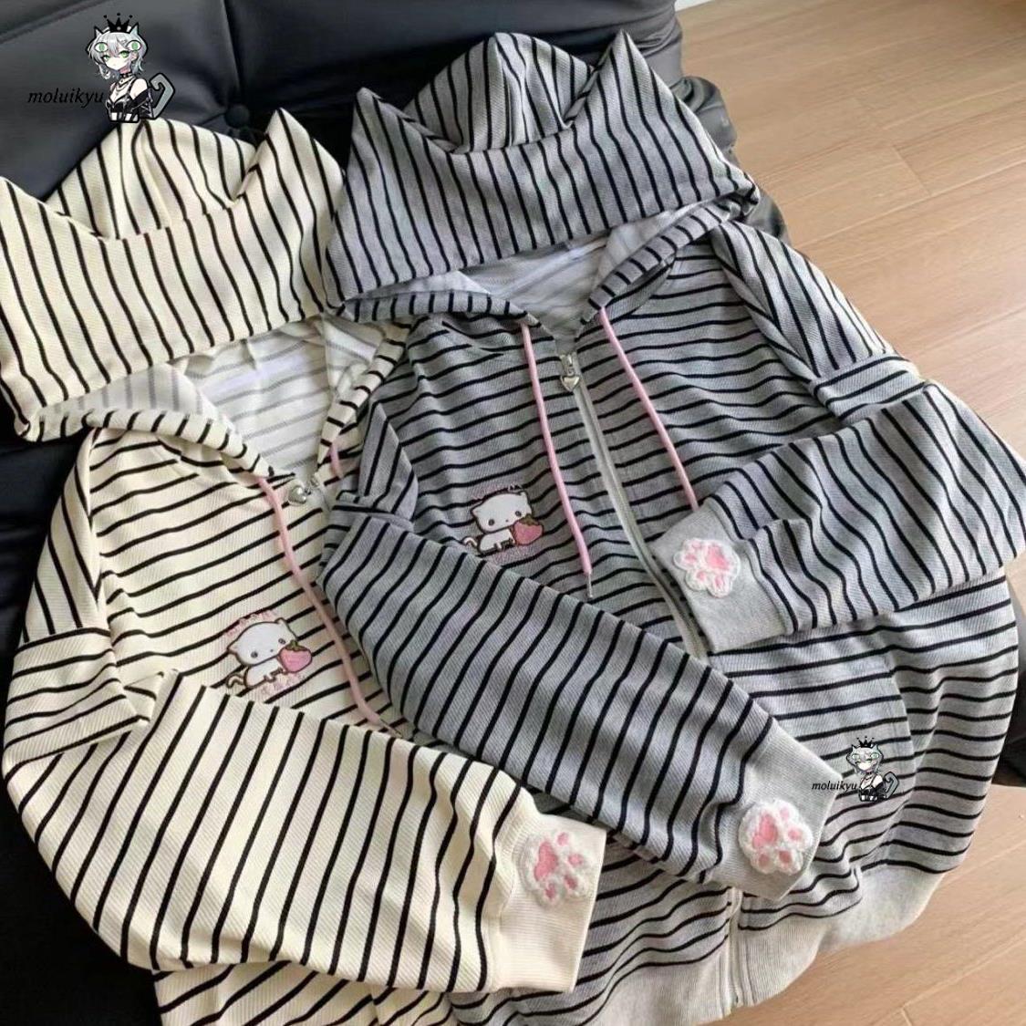 Jaqueta Feminina Y2K com Zíper - Embroidery Cat avaliação e preço