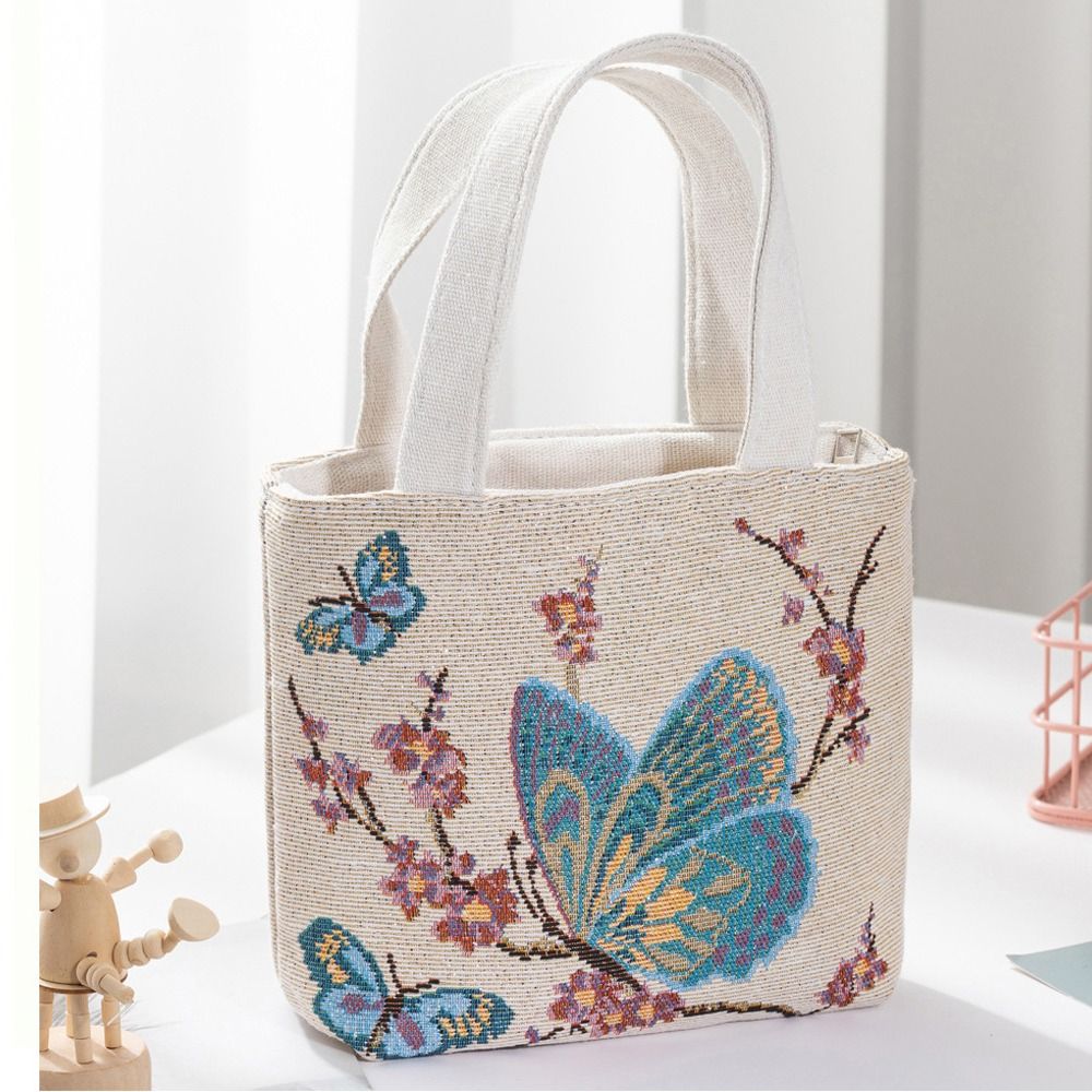 Bolsa de lona bordada com flor - Embroidery Cat avaliação e preço