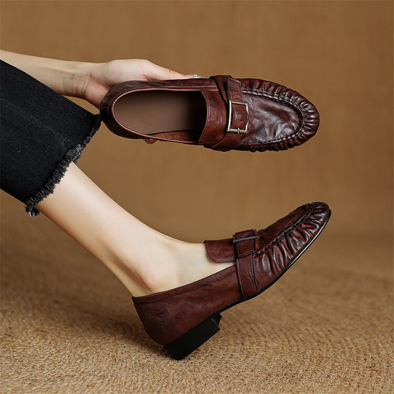 Mocassins de couro genuíno par - Embroidery Flat Shoes avaliação e preço