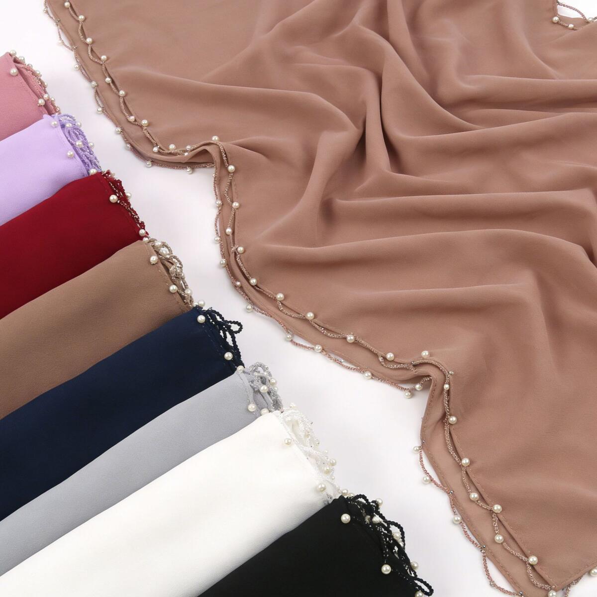Lenço Hijab Liso de Chiffon Pé - Embroidery Hijab avaliação e preço