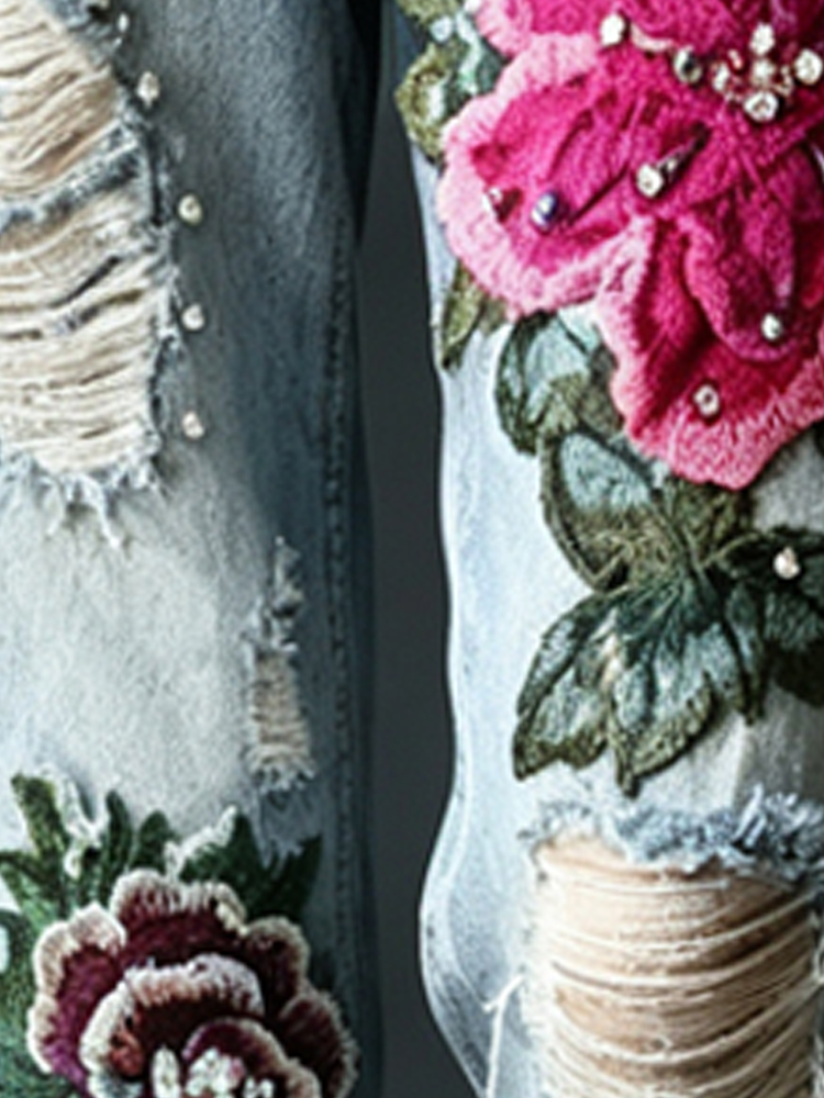 Calças Jeans Vintage Femininas - Embroidery Effect avaliação e preço