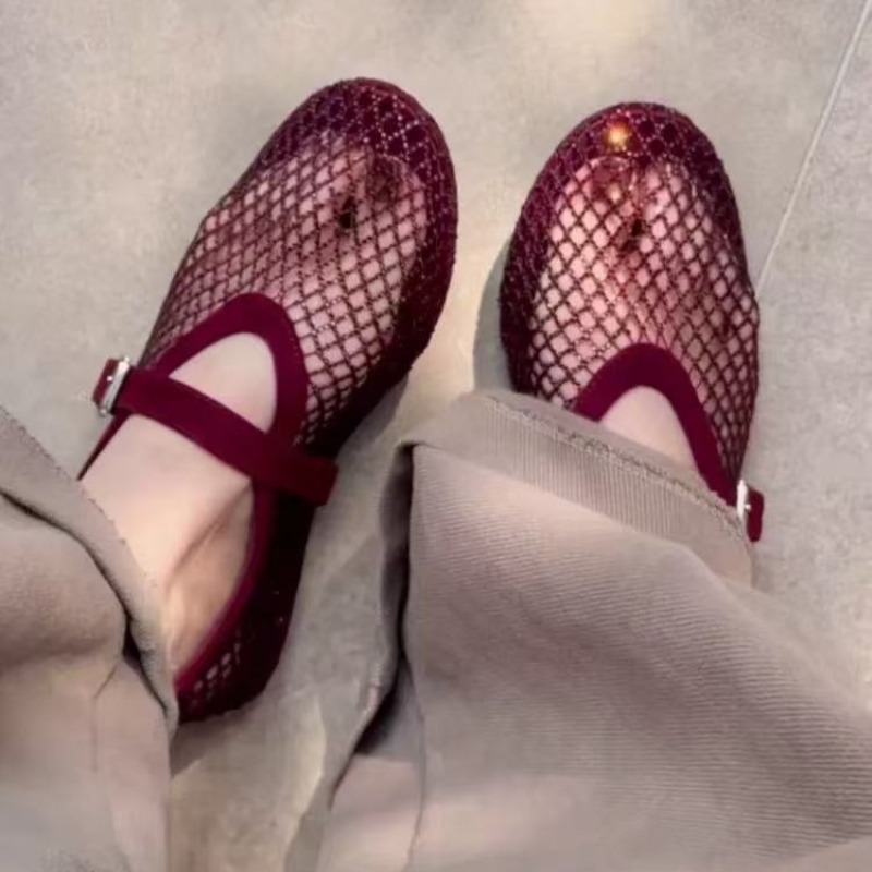 Sandálias Femininas Vazadas co - Embroidery Flat Shoes avaliação e preço
