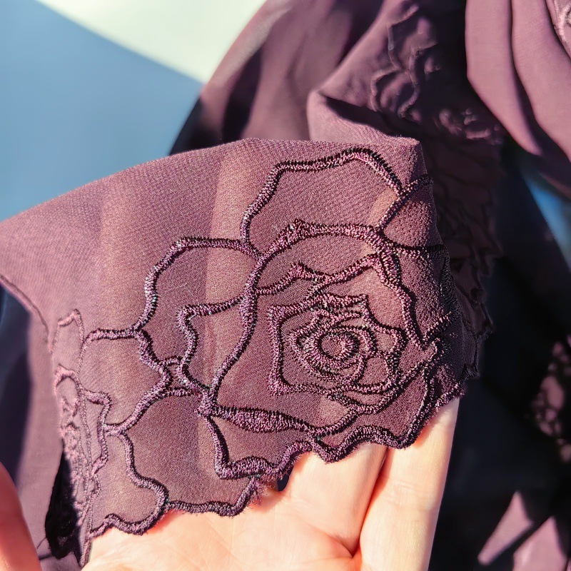 Lenços Hijab de Chiffon Roxo p - Embroidery Hijab avaliação e preço