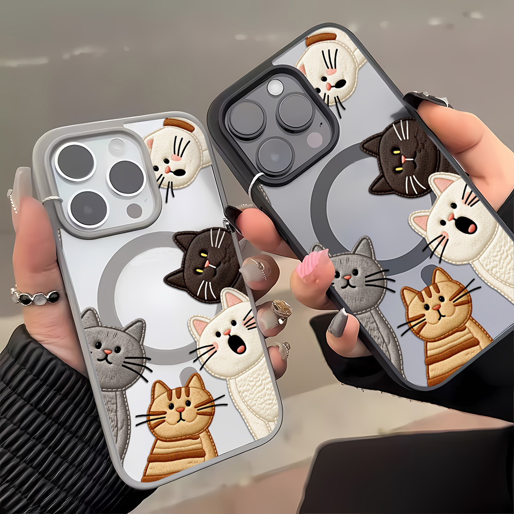 Capa de Celular Fofa com Borda - Embroidery Cat avaliação e preço