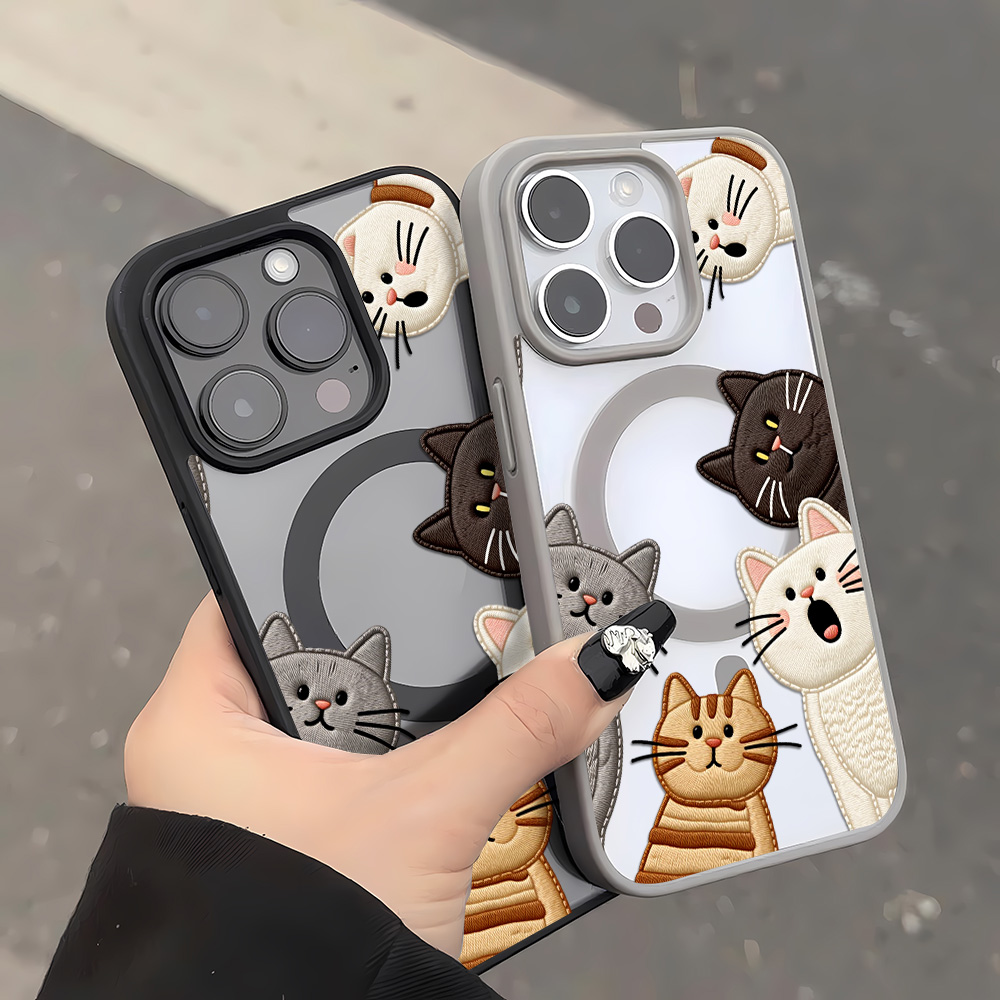 Capa de Celular Fofa com Borda - Embroidery Cat avaliação e preço